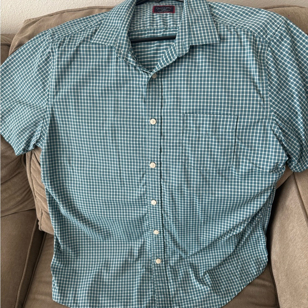 UNTUCKit Teal Checkered Button Down Shirt